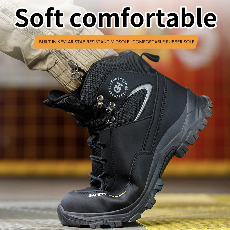 Mens Safety Shoes With Steel Toe Waterproof Boots Puncture Proof Anti-smash Mens Outdoor Work Sneakers Construction Work Shoes 251104
