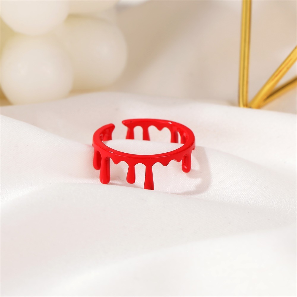 Halloween Quirky Decoration Horror Vampire Cut Fake Blood Trace Personality Dark Style Bleeding Open Ring