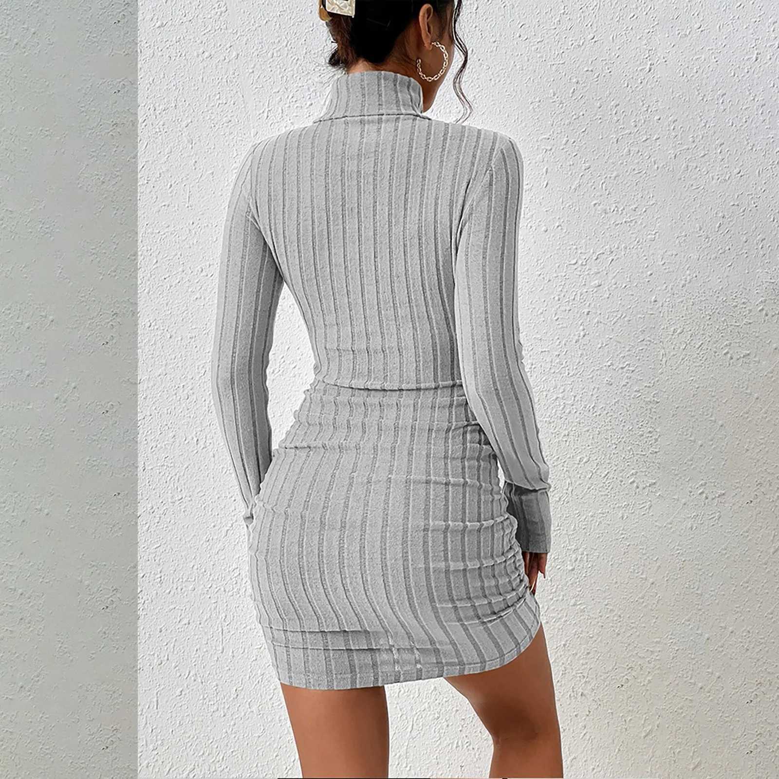 Winter High Neck Tight Fitting Dress Women Elegant French Hip Hugging Skirt Party Dress Beauty Dinner Dress For Women Sweater J251105