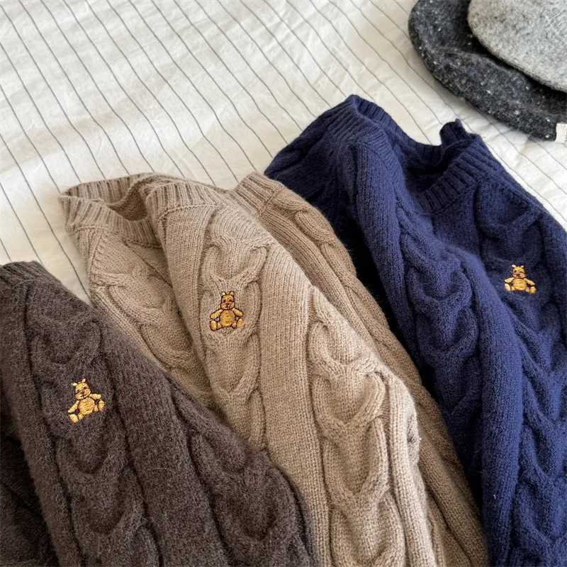 2024 Winter New Children Knit Sweater Baby Girl Thick Warm Knit Pullover Long Sleeve Kids Boys Cartoon Sweater Infant Clothes L251104