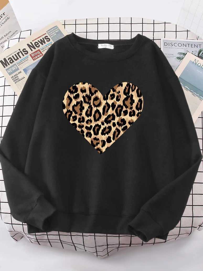 Creative Leopard Love Pattern Womens Hoodies Fashion Casual Hoodie hip hop S-XXL Hoody Oversize High Quality Sportswears FemaleT251105