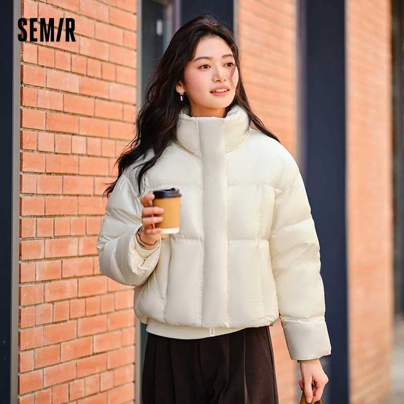 Semir Down Jacket Women Waterproof Loose Simple 2025 New Winter Stand-Up Collar Outerwear Down CoatT251105