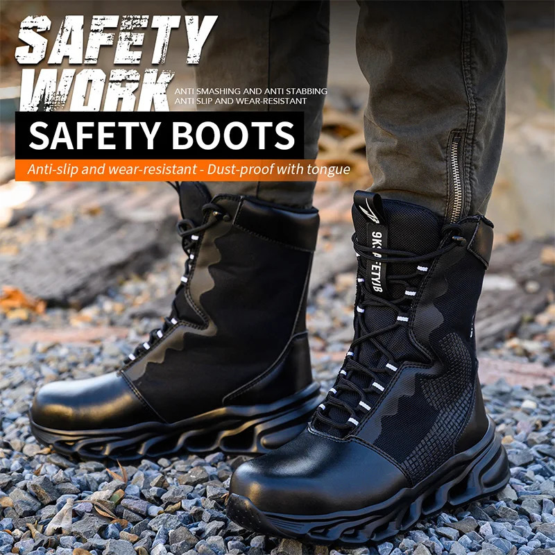 Fashion Work Boots Men Protective Shoes Safety Boots Steel Toe Shoes Outdoor Hiking Boots Light Tactical Boots Puncture-Proof251105