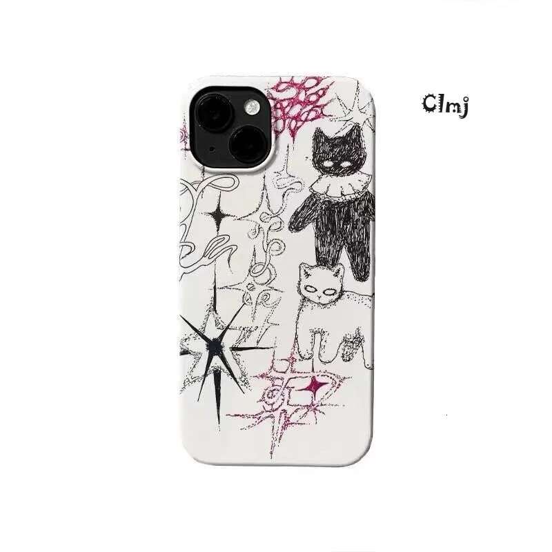 Clmj Cool Cat For 13 12 Mini 11 15 14 Pro Se 2020 XR X XS Max 7 8 Plus Silicone Phone Cover iPhone Case Y2K