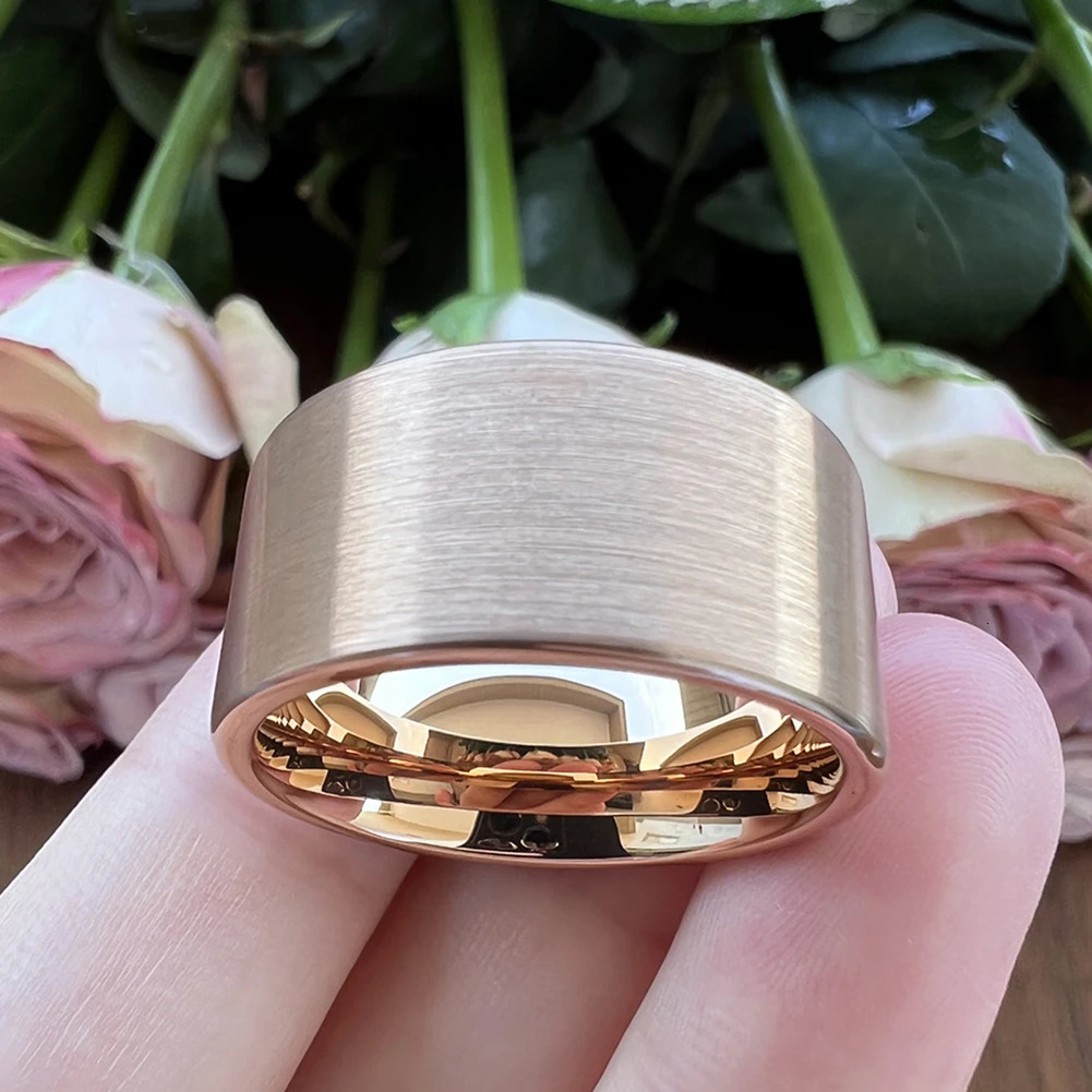 12mm Large Jewelry Mens Womens Large Black Classic Tungsten Carbide Ring Wedding Band Pipe Cut Brushed Finish Comfort Fit 251031