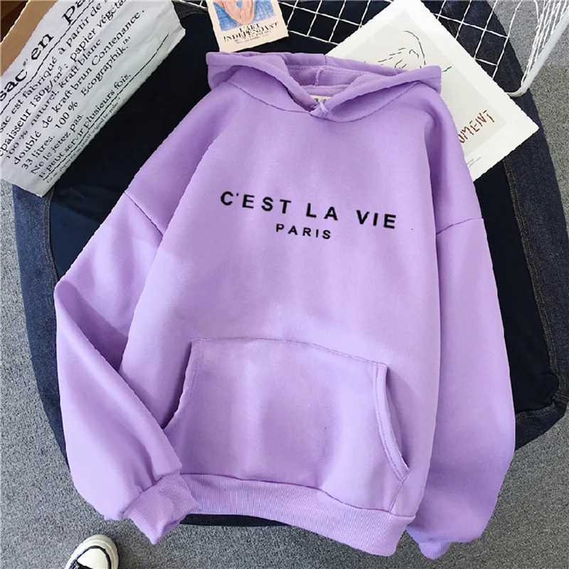 Womens Hooded Sweater 2025 Letter Print Long-Sleeved Loose Causal Top Autumn Winter Lazy Style Comfortable Warm Hoodie ClothingT251105