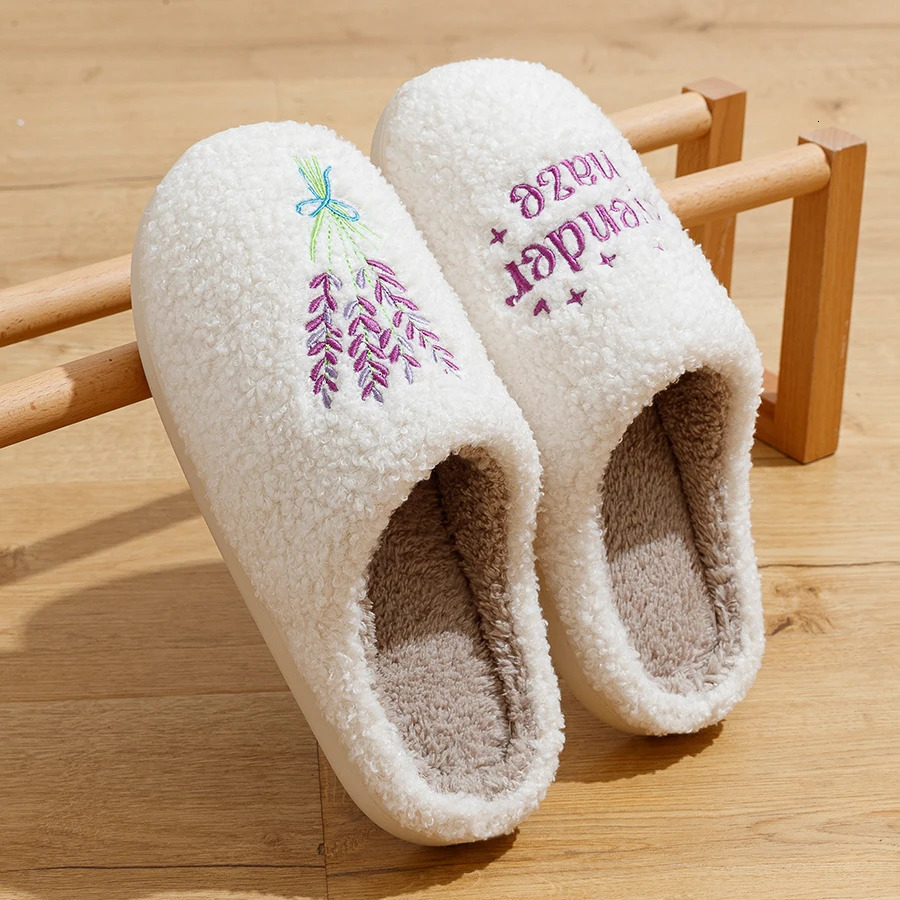 Romantic Gentle Lavender Haze Home Slippers Indoor Fuzzy for Love Girls Gift Winter Antislip Soft Sole Leisure Cotton Shoes 251031