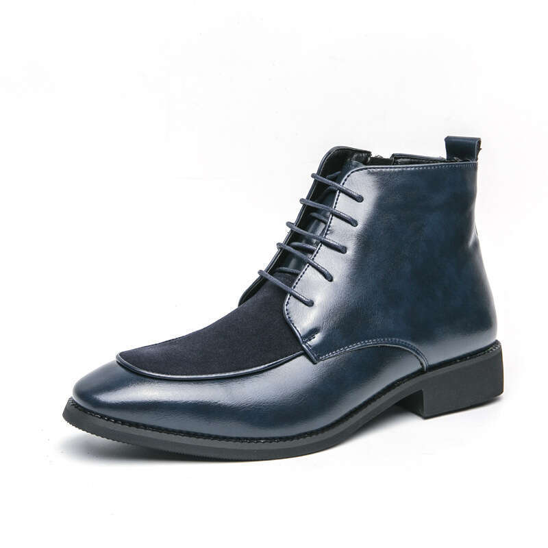 Large high top leather shoes 2024 autumn and winter new trend 46 men's lace up business formal boots