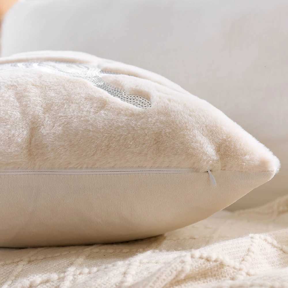 45x45cm New Christmas Red Throw Pillowcase Cojines Sequined Elk Plush Festival Decoration Sofa Pillow Cushion Covers Decor Home Y251105