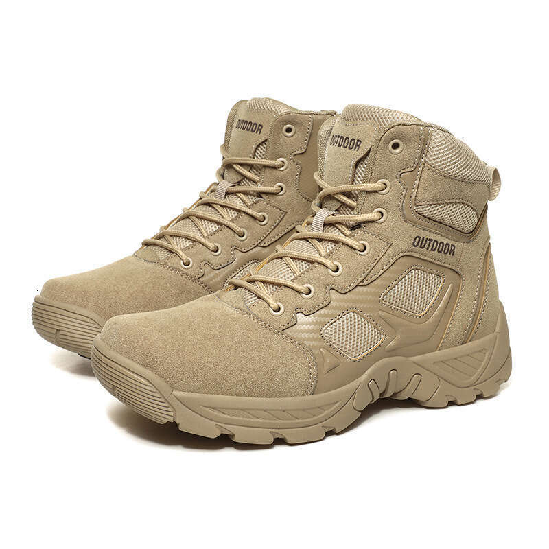 Men's oversized winter new shoes, fashionable high top outdoor combat boots, trendy lace up training boots