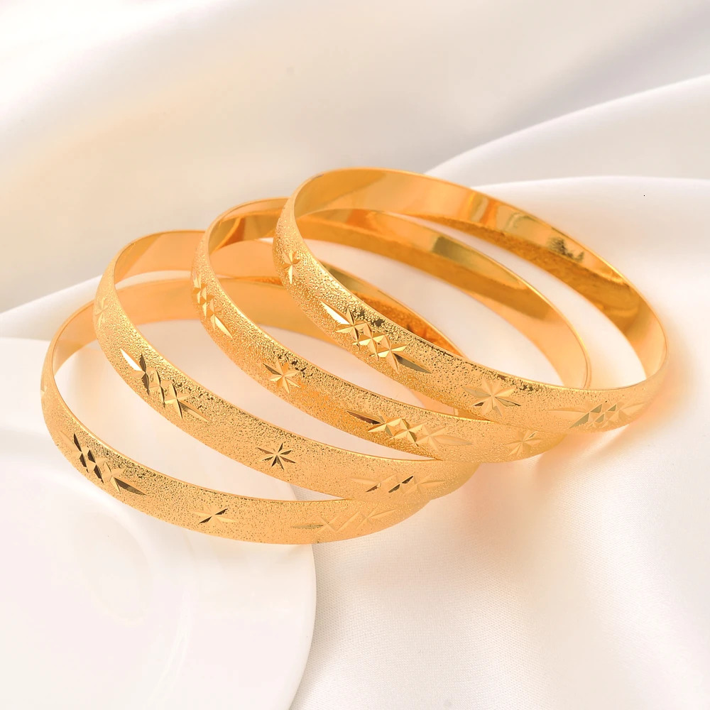 Dubai Gold Bangles for Women Men Gold Color Ethiopian Bracelets African Jewelry Saudi Party Gift 251031