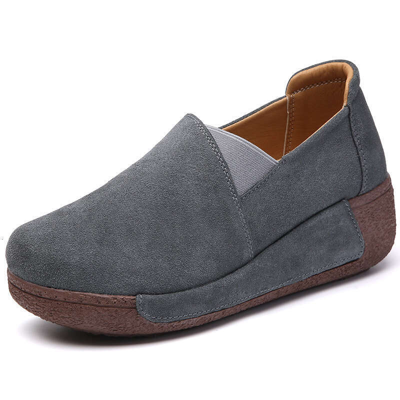 Large thick sole height increasing rocking 35-41 sponge cake with suede plus large size cowhide mother shoes