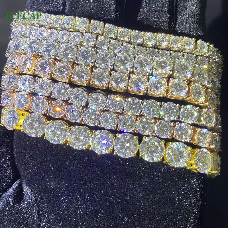 Hip Hop Jewelry Bracelets Silver Plated 925 Sterling Silver 4mm 6mm 8mm VVS Diamond Moissanite Tennis Chain Bracelets