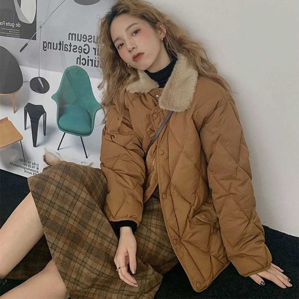 Winter Paekas Womens Demi-season Jackets Quilted Loose Warm Korean Fashion Down Coats Casual Soft Bomber Jacket Loose CardiganT251105