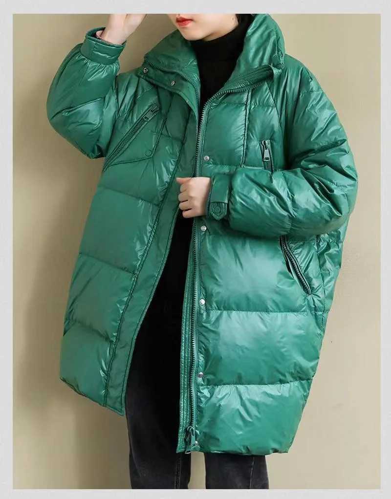 Winter Down Padded Jacket 2023 New Women Mid-length Thick Loose Large Size Coat Womens Clothing Fur Collar JacketT251105