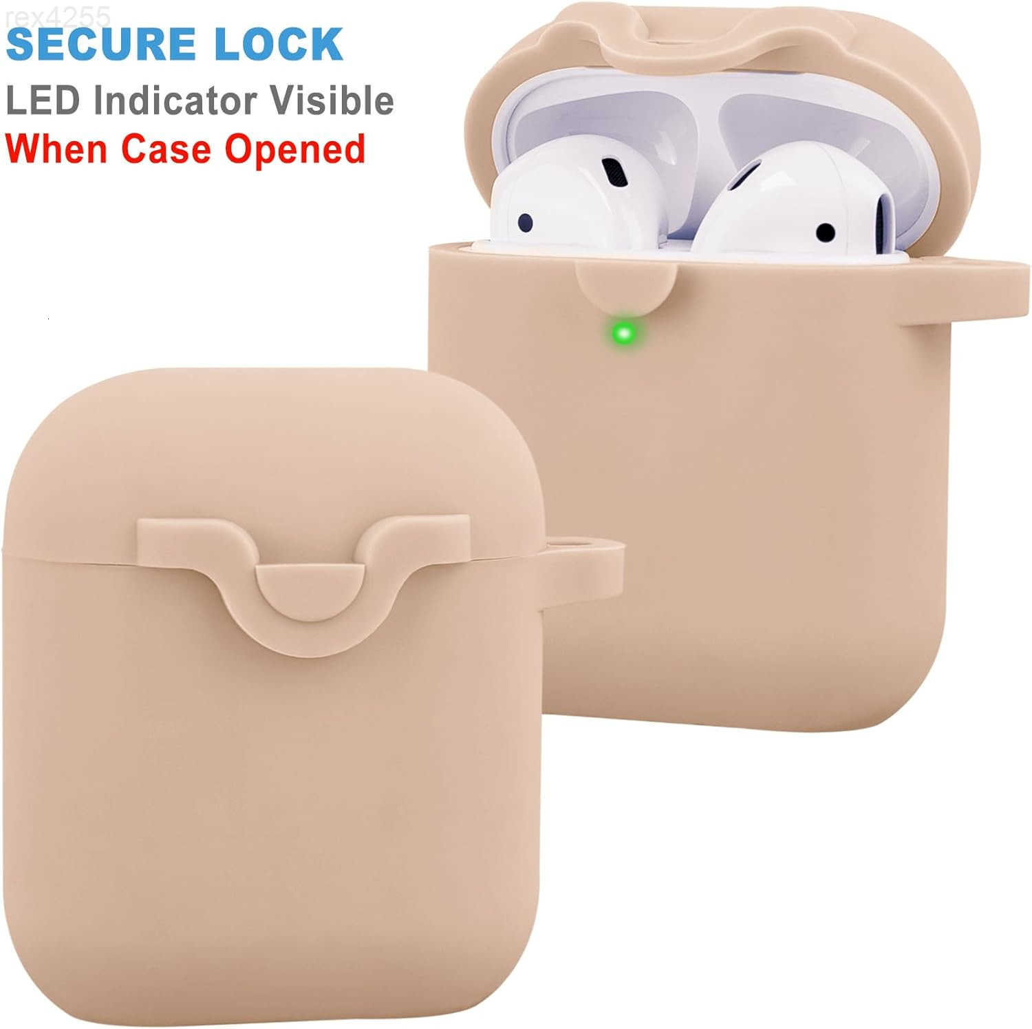 Security Lock Silicone Protective Case Compatible with Case 1 2 with Shiny Keychain Soft Protective Earbud Case for Women C260205