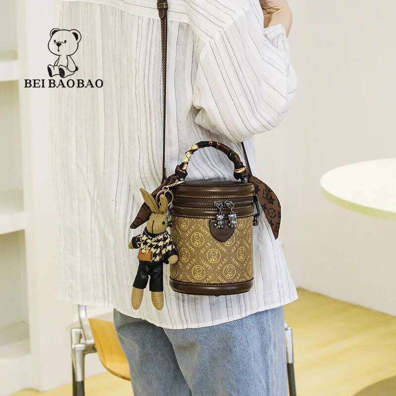 Women's Summer New Fashion Scarf Handheld One Shoulder Bucket Cute Crossbody Bag
