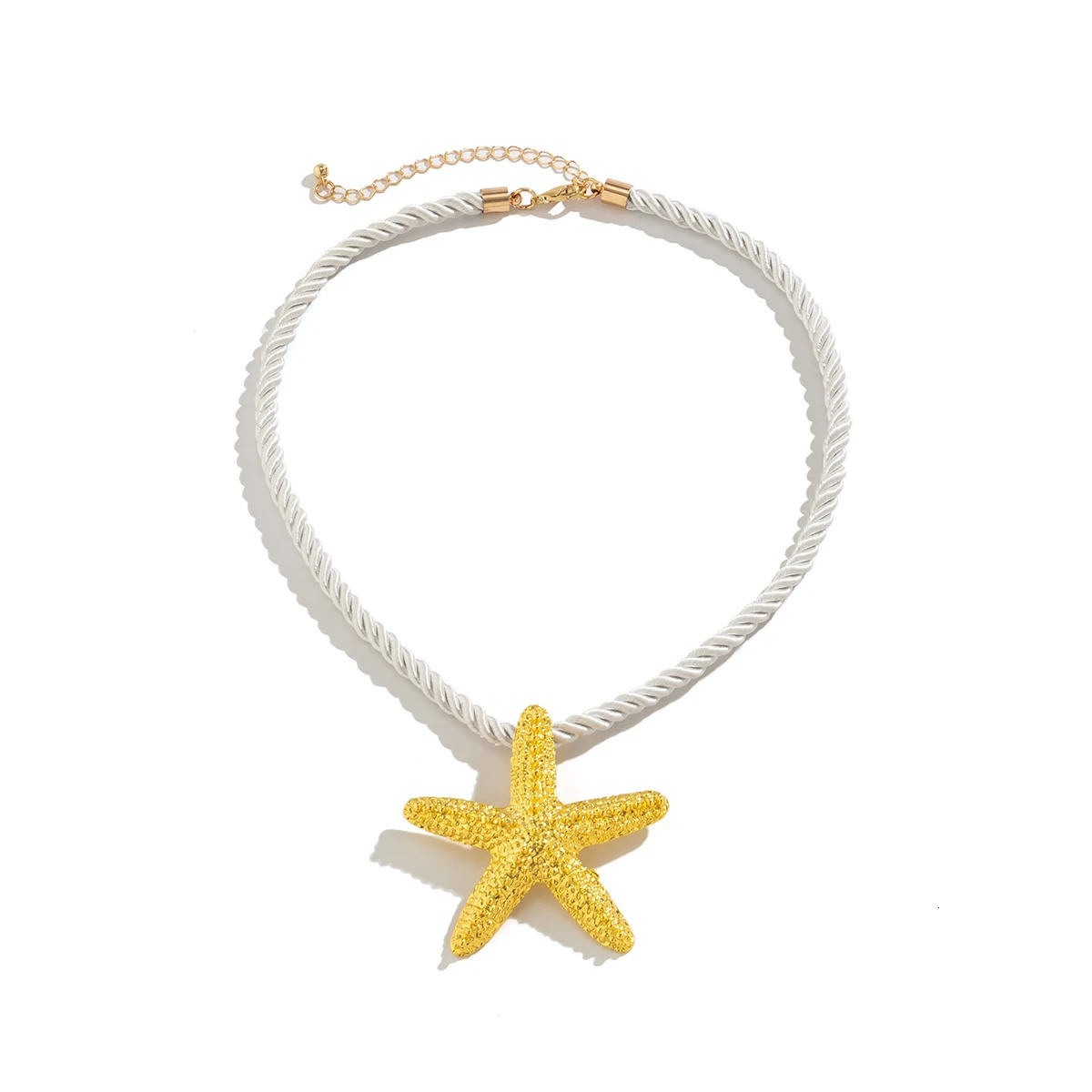 IngeSightZ Exaggerated Big Starfish Pendant Necklace for Women Punk White Thick Rope Chain Choker Necklace Party Jewelry Gift 251031
