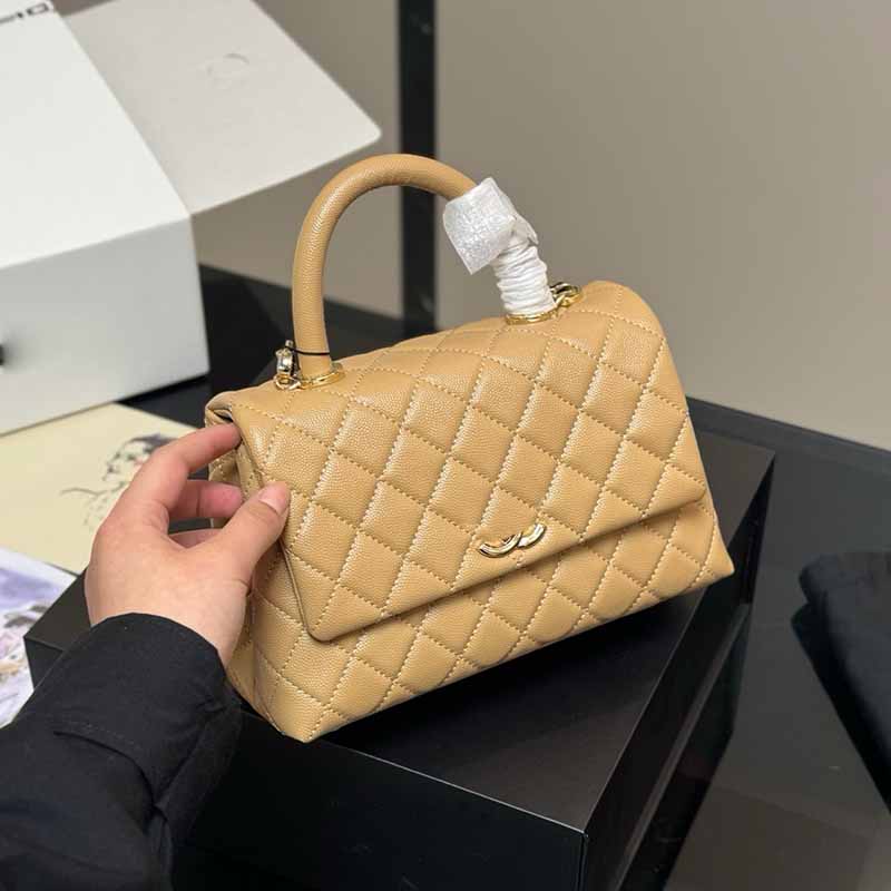 Designer Shoulder Bag With COCO Handle Totes purse Fashion Diamond Crossbody Chain bags Luxury women's shopping bag cowhide Handbags Lady Tote Bag 23cm