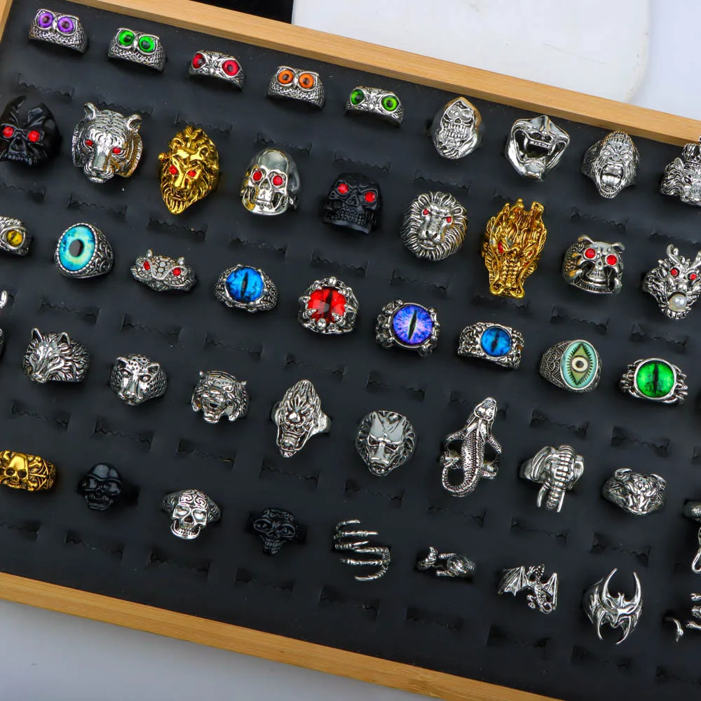 10203050pcsLot Fashion Classic Retro Punk Style Animal Owl Skull Rings For Men Women Hop Hip Jewelry Accessories Party Gifts 251031