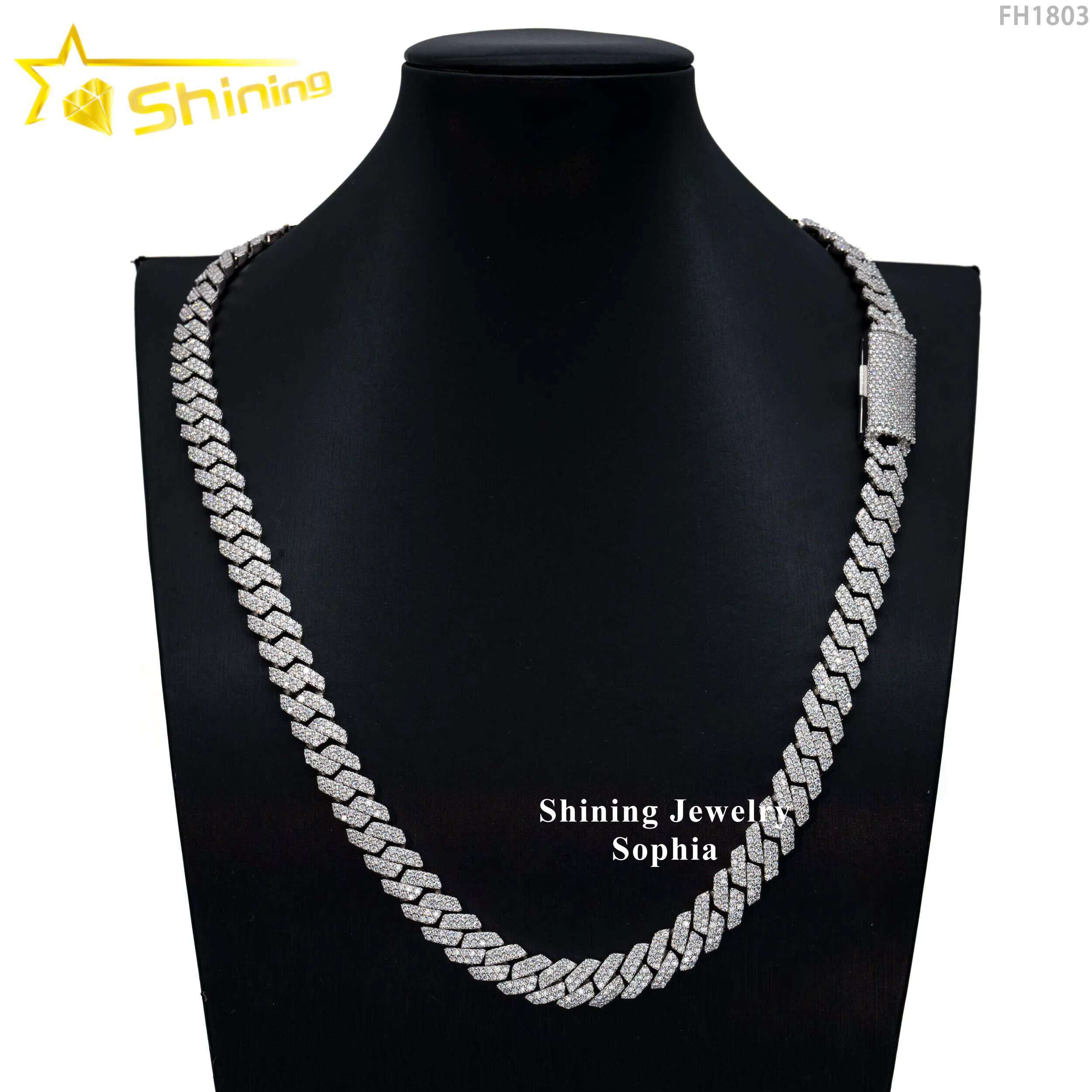 Wholesale Factory China Hip Hop Jewelry Necklace 925 Sterling Silver Micro Pave Zirconia Diamond Cz Cuban Link Chain
