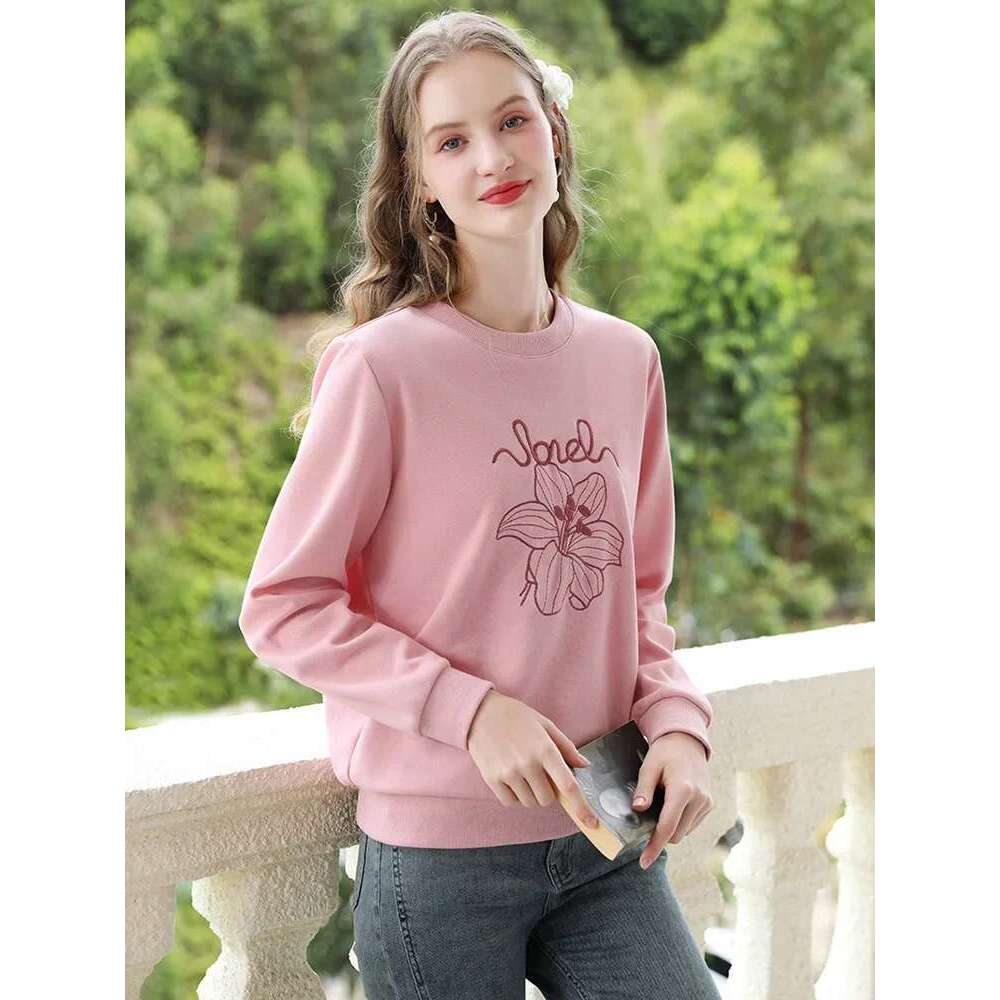 O Neck Sweatshirt Women 2025 Spring New Sweet Korean Basic Casual Loose Pullover Hoodie Hoodless Tops