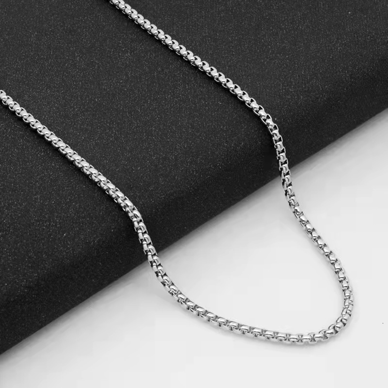 Cross-Border Stainless Square Pearl Men's Titanium Steel Necklace Trendy Hip-Hop Punk Jewelry Sweater Chain