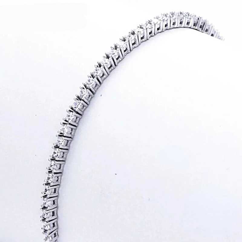 Pure 925 Silver Jewelry 18CM Tennis Bracelet 2mm Zirconia Anniversary Gift Real Sterling Silver Bangle BraceletsXJ251105