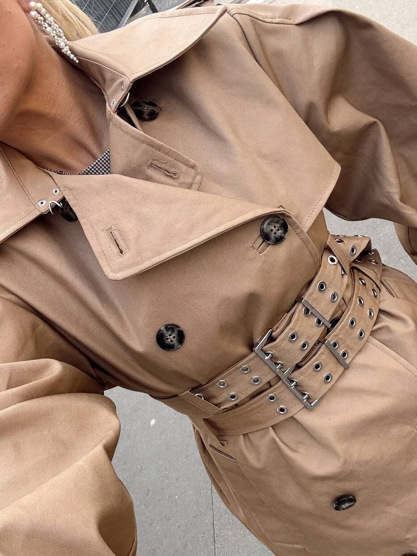 winter jacket women Ladies Jacket Autumn Vintage Hooded Windbreaker Standing Collar Short Coats Lace Up Oversize Outwear New Trending Products