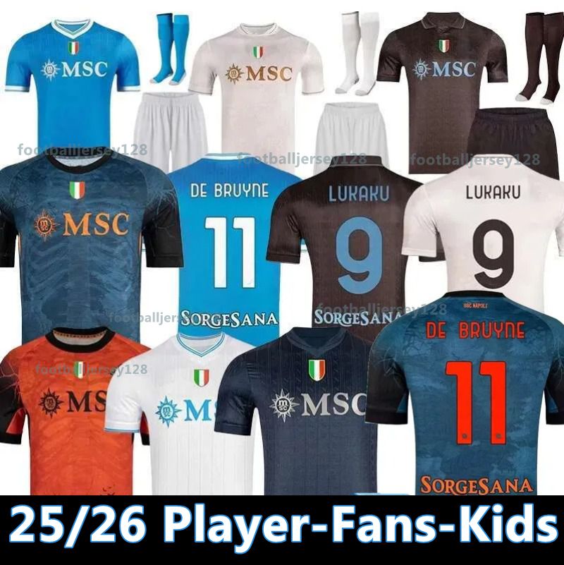 DE BRUYNE 25 26 soccer jerseys Napoli LUKAKU Maglia LANG LUCCA Naples 2026 BEUKEMA NERES Football Shirts McTOMINAY Napoli jersey top kit men kids Training ShirtS