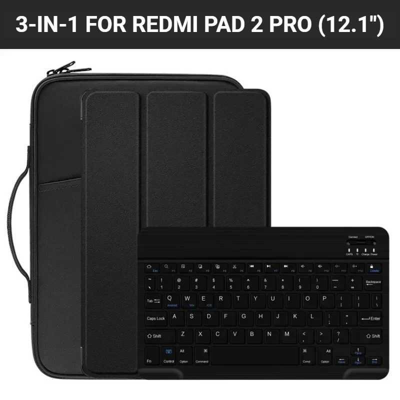 3-IN-1 For Redmi Pad 2 Pro 121 Funda Smart Pencil Holder Cover Case English Keyboard Portable Sle Pouch H251105