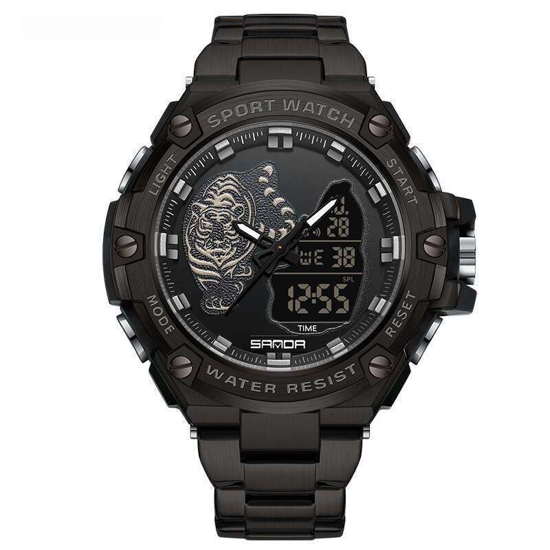 DHwatches Sanda Brand Business Steel Band Electronic Multifunctional Watch Waterproof Alarm Clock Sports Men's Wristwatch