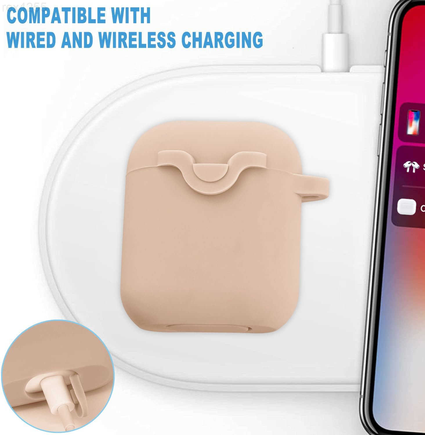 Security Lock Silicone Protective Case Compatible with Case 1 2 with Shiny Keychain Soft Protective Earbud Case for Women C260205