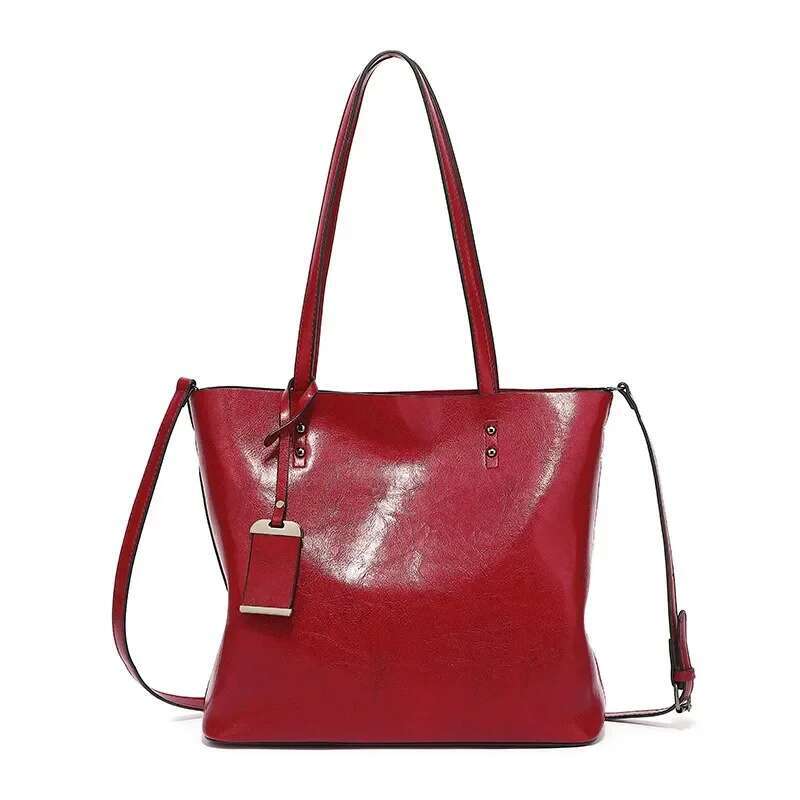 Wa Bucket Bag Simple Double Strap Handbag Fashion Women Handbags Crossbody Bags Leather Shopper Purses