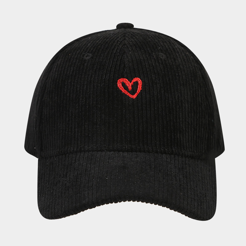 Designer hat Retro plaid fashionable simple small heart embroidered corduroy embroidered duckbill cap sports hats for women unisex free shipping adjus