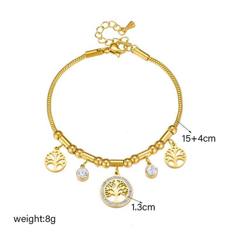 DIEYURO 316L Stainless Steel Round Tree White Zircon Charm For Women Girl New Fashion Non-fading Jewelry Gift Party C251105