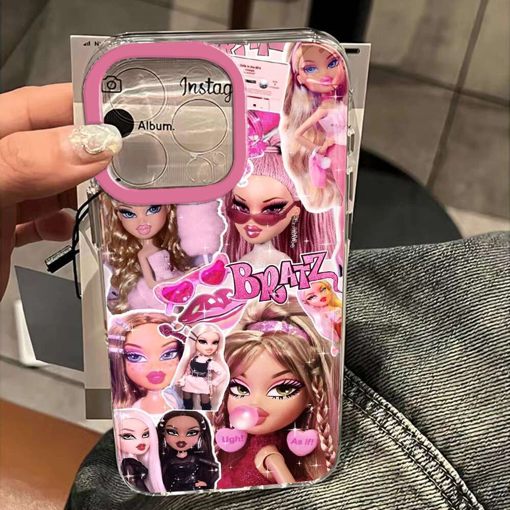 Fashion lovely Doll Bratz Space Phone Case For iPhone 11 12 13 14 15 16 Pro Max Mini X Xs XR 7 8 plus Se2020 Clear Cover