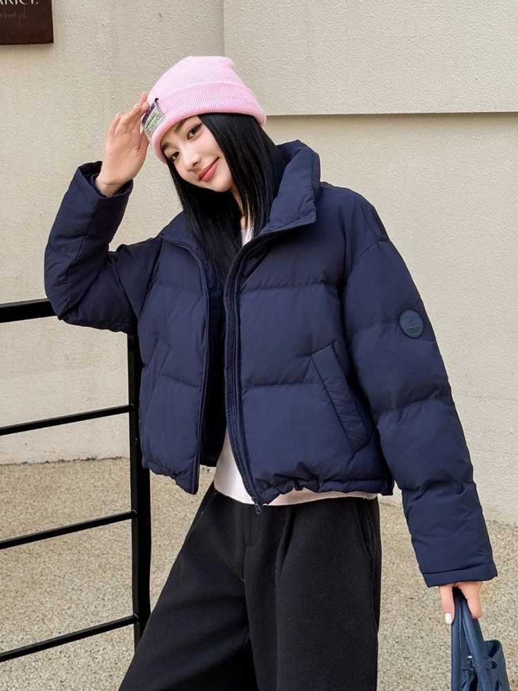 Winter Stand Collar Fluffy Short Down Jacket Female Puff Thicken Warm Solid Jackets Women White Duck Down Zipper Parker OutwearsT251105