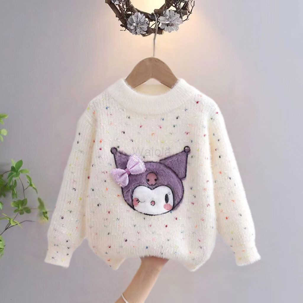Sanrio Kuromi Sweater for Women Autumn and Winter 2025 New Fashionable Childrens Winter Thick Pullover Knitted Top Base Shirt H251105