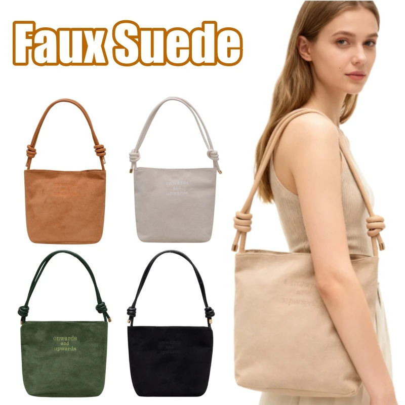 Vintage Suede Bucket Bag 2026 Women Fashion Crossbody Shoulder Bag Autumn Winter Chunky Bread Bag Style 251104