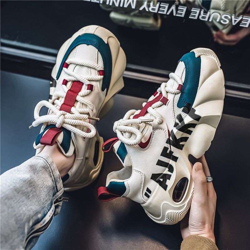 2025 Spring and Autumn New Youth Men's High-End Cushioned Height-Increasing Dad Casual Sports Shoes