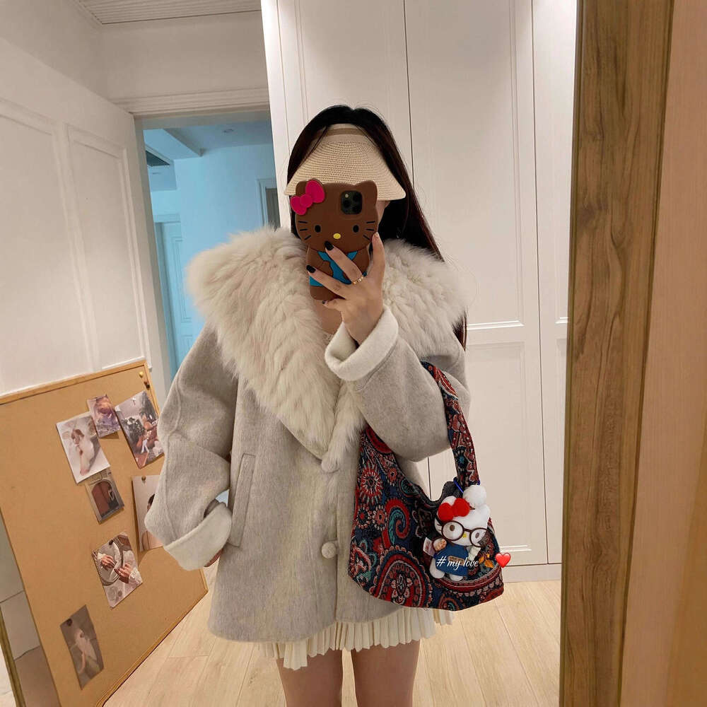 Winter Fate Detachable Fox Collar Double-Sided Wool Coat Fur 2025 New Woolen Jacket For Women