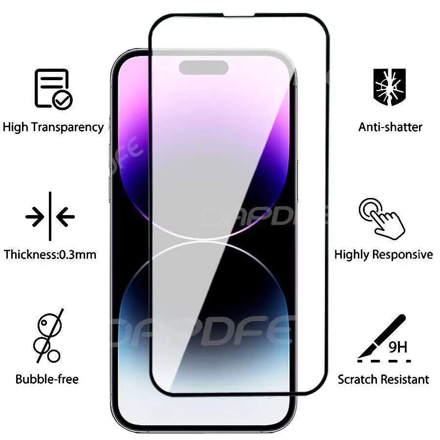 9D Full Cover Tempered Glass For Apple 14 13 12 11 Pro mini Screen Protector iPhone X XR XS Max 7 8 Plus SE Glas Film