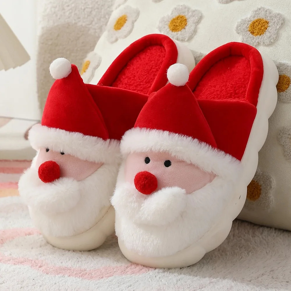 Christmas Santa Claus Slippers Warm Slipon House Shoes Comfortable Plush Santa Slippers Breathable for Indoor Bedroom 251031