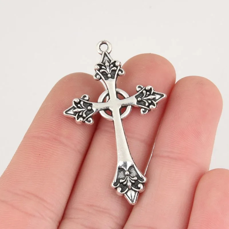 15 silver 43x26mm Jesus Cross Charm Religious Belief Pendants Suitable for DIY Jewelry Making Handmade Accessories 250325