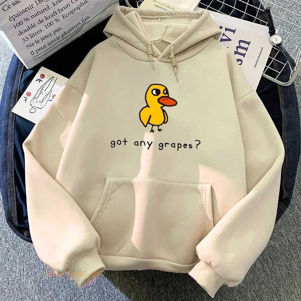 The Duck Song Got Any Grapes Printed Hoodies Kawaii Cartoon Women Sweatshirts Winter Soft Comfortable Hooded Clothing StreetwearT251105