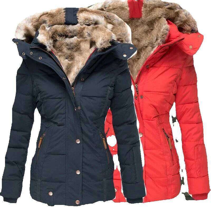 Winter Long Sleeve Zipper HoodedWomen Coat Jacket Autumn NEw Fashion Casual Solid Color Parka