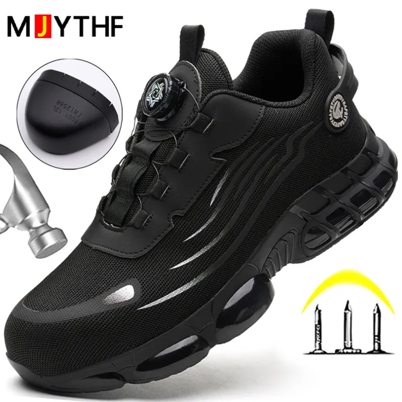 Indestructible Breathable Rotating Button Safety Shoes Men Sneakers Steel Toe Anti-smash Anti Puncture Work Boots Z 10.28-6
