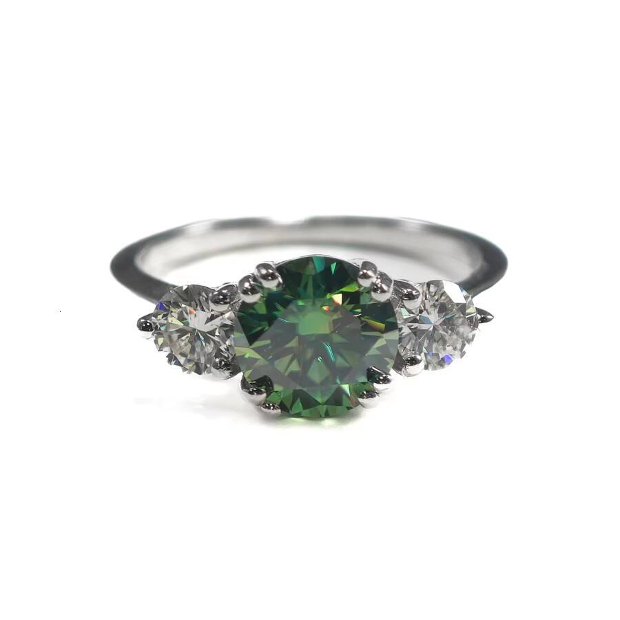 Classic Trendy Three Stone Ring High Quality Rhodium Plated GRA 925 Silver Cushion VVS Moissanite for Women Men Engagement Gift
