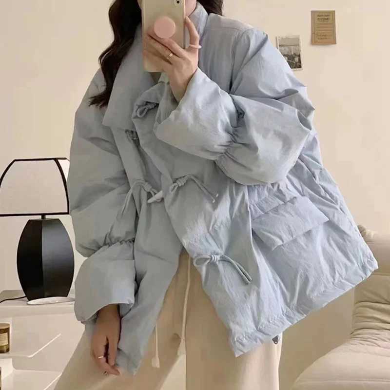 EVNISI Women Thicken Cotton-padded Jacket Casual Loose Warm Cotton Coat Mock Neck Solid Button Women Parkas 2024 Autumn WinterT251105